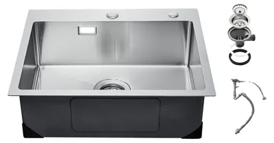 Immagine prodotto di VEVOR lavello da cucina Lavello da incasso 55 x 45 x 19 cm lavelli in acciaio inox per montaggio in alto, vasca singola con accessori, lavelli per la casa