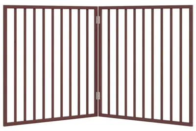 Produktbild von Hunde Türschutzgitter Treppenschutzgitter Hundegitter faltbar ohne Bohren mit Tür freistehend aus Pappelholz für Treppen und Türen 4 Braun 80 x 60 x 2 cm