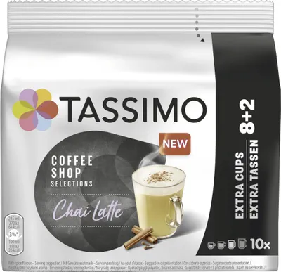 Image de Tassimo Chai Latte, Coffee Shop Selections, thé chai, boisson chaude, 8+2 T-discs / portions