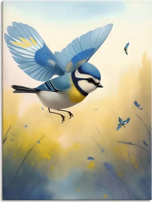 Produktbild von ARTland Leinwandbild Kleine Blaumeise Größe: 90x120 cm
