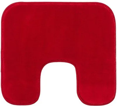 Obrázek produktu pro Uniqoos® Protiskuzová podložka do koupelny s výřezem pro stojací toaletu, mikrovlákno, hustý vlas, červená, 50 x 45 cm, vhodná pro podlahový topení