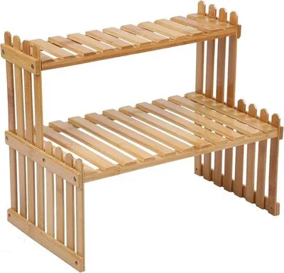 Produktbild von Famanu Pflanzenregal aus Bambus mit 2 Ablagen - 30 cm hoch