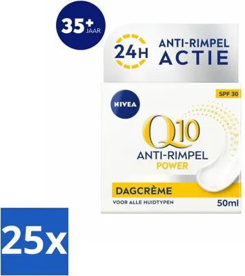Obrázok produktu pre NIVEA - Denný krém Q10 POWER - Krém proti vráskam - SPF 30 - Pre všetky typy pleti - S Q10 a kreatínom - Posilňovač kolagénu - 50 ml - Hodnotné balenie - 25 kusov