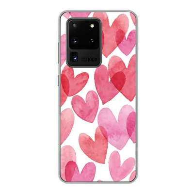 Produktbild von MuchoWow® Handyhülle Schutzhülle Hülle für Samsung Galaxy S20 Ultra Ein Aquarell mit Herz-Illustration Silikon Softcase Handy Hülle - Karteninhaber