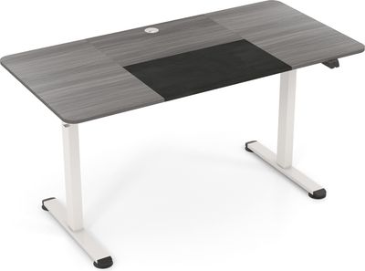 COSTWAY 140 x 70 cm biurko elektryczne z regulacją wysokości, biurko stojące z mechanizmem zatrzymującym, z uchwytem na kabel i haczykiem (brązowy)