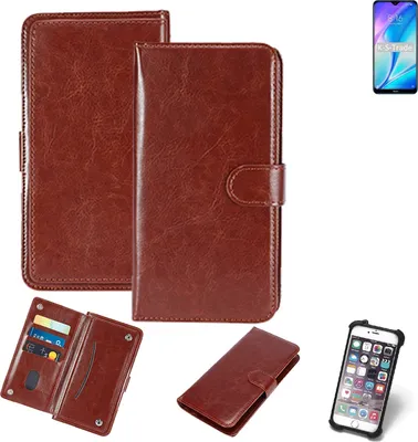 Produktbild von K-S-Trade 360° Hülle kompatibel mit Xiaomi Redmi 9C braun Kunstleder Case BookCase WalletCase Kunstlederederhülle Handyhülle, Rundumschutz Bumper