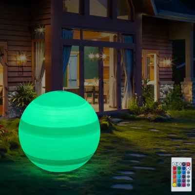 Immagine prodotto di Lampada da giardino a LED lampada a sfera per esterni con cavo di alimentazione 3 M palla luminosa 60cm cambio colore telecomando RGB dimmerabile presa E27 incl lampadina IP55 (Neptun-40)