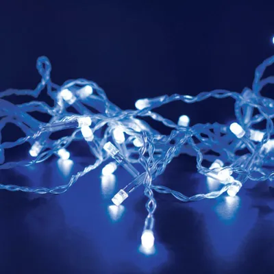 Produktbild von ACA LED-Lichterkette mit 100 LEDs, 5 cm, blau, 220–240 V, erweiterbar auf bis zu 6 Sets, Schutzart IP44, 5+3 m transparentes Kabel, X08100621
