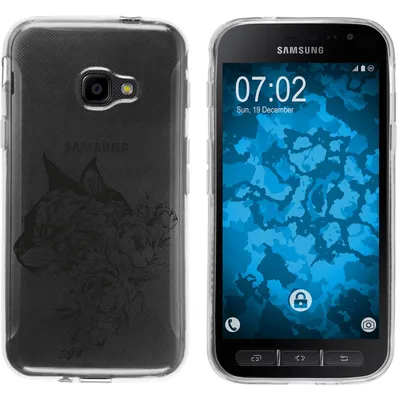Produktbild von PhoneNatic Case kompatibel mit Samsung Galaxy Xcover 4 / 4s Silikon-Hülle Floral Katze M2-1