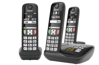 Produktbild von Gigaset Gigaset A735A Trio - Schnurlostelefon mit Anrufbeantworter - klares Display mit gutem Kontrast - echter Allrounder für Heim und Büro -Schwarz