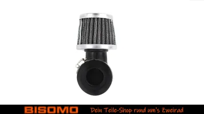 Produktbild von Luftfilter Sportluftfilter 28mm, abgewinkelt 90°, Chrom Optik, geeignet für Simson S51, S70 und Motorrad, Roller, Quad