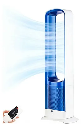 Obrázek produktu pro Zimilo Tichý věžový ventilátor s dálkovým ovládáním a 7,5hodinovým časovačem, 3 rychlosti, 60° oscilace, pro ložnici a kancelář, modrý