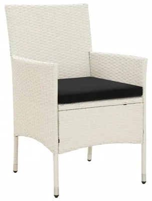 Produktbild von vidaXL Gartenstühle mit Kissen 4 Stk. Poly Rattan Weiß