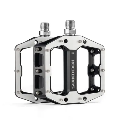 Produktbild von ROCKBROS Fahrradpedale 11×10 cm Rutschfeste Aluminium Pedale Plattformpedale 9/16" für MTB, Gravel Bike Schwarz