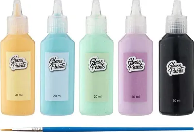 Produktbild von Glasfarbe mit Pinsel, 5 x 22 ml