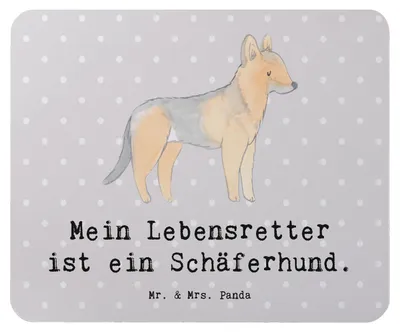 Produktbild von Mr. & Mrs. Panda Mousepad Schäferhund Lebensretter - Grau Pastell - Geschenk, pc, mauspad laptop, Mouse Pad, mausunterlage