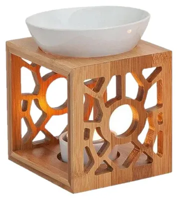 Produktbild von Duftbrenner Bernsteinwurfel/Duftol - Bambus/Keramik - 12x10x14cm