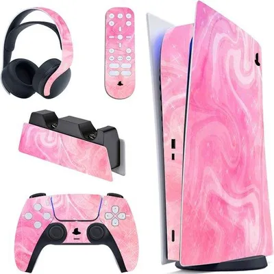 Immagine prodotto di Copertura adesiva per controller PS5 - Adesivo in vinile rosa psichedelico per console PS5 e accessori