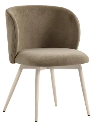 Produktbild von 4er-Set Ava | Hotel Stuhl | Taupe | Samt | Gestell Weiß
