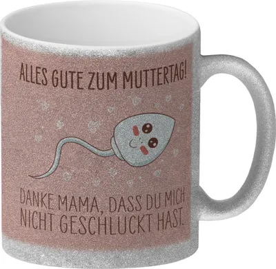 Produktbild von Danke Mama, dass du mich nicht geschluckt hast Glitzer-Kaffeebecher zum