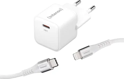 Image de Intenso W30C 30W GaN Adapter + C315L Lightning Cable, 1,5 m, Blanc, Couleur:Blanc