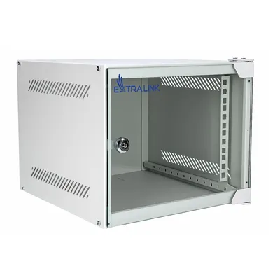 Productafbeelding van Extralink 10" 4U Wandgemonteerde Netwerkkast, Rackkast, 280 × 310 mm, Geharde Glazen Deur, Grijs