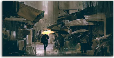 Produktbild von Coloray Canvas 140x70  Wandbild Leinwand Bilder Mann mit dem leuchtend Regenschirm