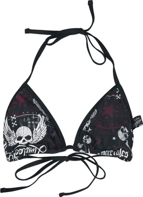Produktbild von Rock Rebel by EMP Damen schwarzer Triangel-Bikini Mix and Match Oberteil mit herausnehmbaren Pads XXL