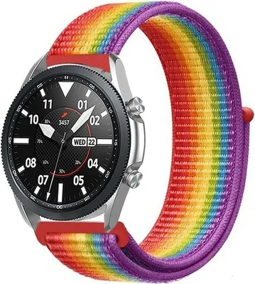 Produktbild von Strap-it Samsung Galaxy Watch 3 45mm Nylon Armband (Regenbogen)