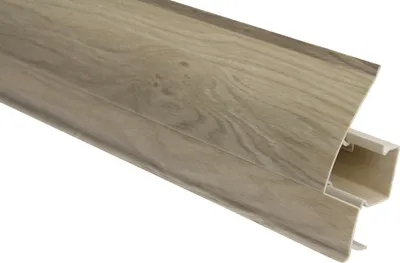 Produktbild von LEMAL Sockelleisten Sparpaket, PVC 65x23mm - Fußleisten mit Kabelkanal - (20 Meter 8698 Holzoptik Esche) Kunststoff Teppichleisten Übergangsleisten