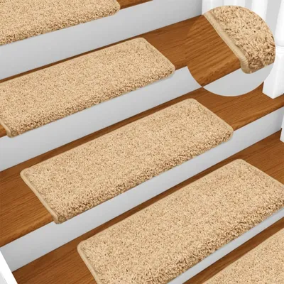 Image de The Living Store Tapis d'escalier 10 pcs. 65x21x4 cm Marron