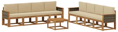 Produktbild von vidaXL Outdoor-Sofagarnitur mit Kissen 7 pcs Natur
