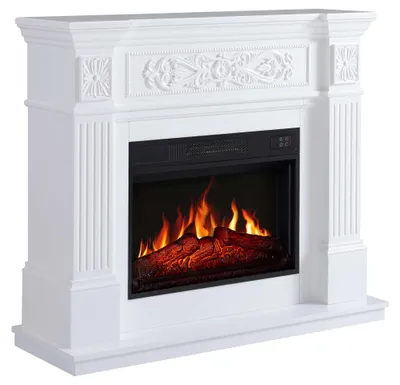 Obrázok produktu pre Elektrický krb, stojací model - 1800 wattov - 37 x 106,6 x 92,5 cm - biely, vyrobený z MDF - s policami na knihy