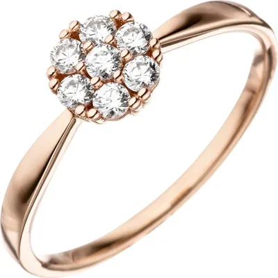 Produktbild von Ring Damenring aus 333 Gold Rotgold mit 7 Zirkonia weiß Fingerring für Damen Innenumfang 60mm  Ø19.1mm