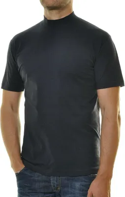 Ragman T-Shirt kurzarm mit Stehkragen in blau