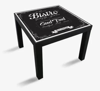 Produktbild von Wallario Möbeldesign / Aufkleber, geeignet für Ikea Lack Tisch - Bistro-Design in schwarz-weiß in 55 x 55 cm