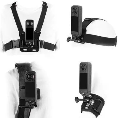 Productafbeelding van Accessoireset voor de Insta360: snelle houder voor oortelefoons + borstband + clip voor rugzakband + 360° draaibare band