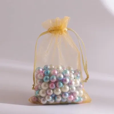 Organza Beutel 100 Stück für Geschenke, Hochzeiten, Partys und Schmuck - 10 x 15 cm, goldene Beutel für Süßigkeiten und