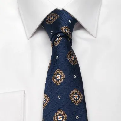 Produktbild von Herren Krawatte Seiden-Jacquard Marineblau mit Muster
