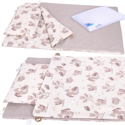 Zdjęcie produktu dla Pościel do przedszkola z wypełnieniem 220x80 cm zapinana pościel BOBO bawełna - smoki na ecru