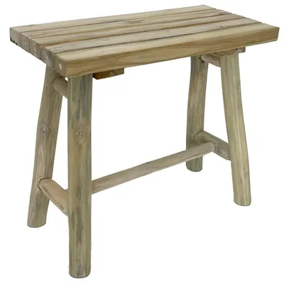 Produktbild von Holzbank - 43 x 21 x 38 cm - natur - Teakholz - Sitzbank - Hocker - Beistellhocker