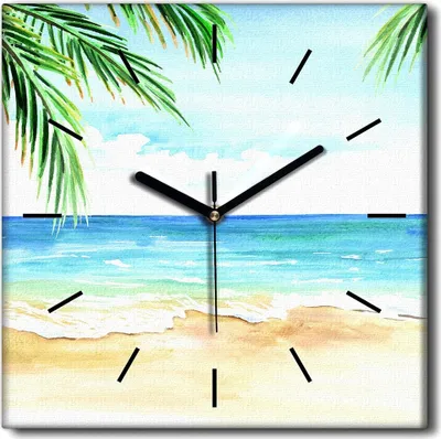 Produktbild von Coloray Uhr auf Leinwand 30x30 cm Wand Uhr Dekoration Wohnzimmer Segeltuch schwarze Hände -Seagommer Tropics Beach
