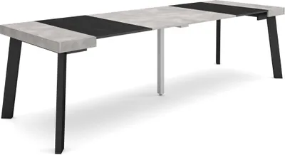 Produktbild von Ausziehbarertisch, 262x90x73cm, Für 12 Gäste, Hölzerne Beine, Zementgrau