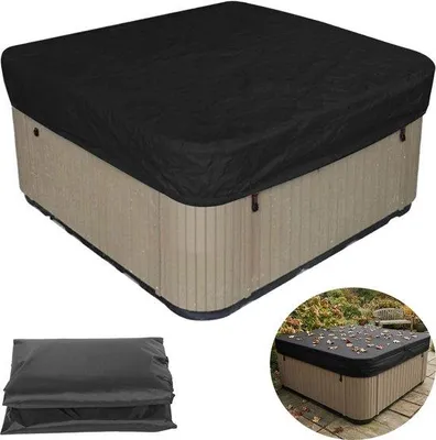 Produktbild von Schutzdecke für Außenpool - Poolbeschutzung - Jacuzzibesatz - Wetterfest und sonnensicher für draußen - 231x231x30 cm - für quadratische Jacuzzis - schwarz