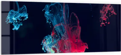 Produktbild von DEQORI Küchenrückwand Glas 125x50 cm 'Tintentropfen im Wasser' Spritzschutz Bad Rückwand