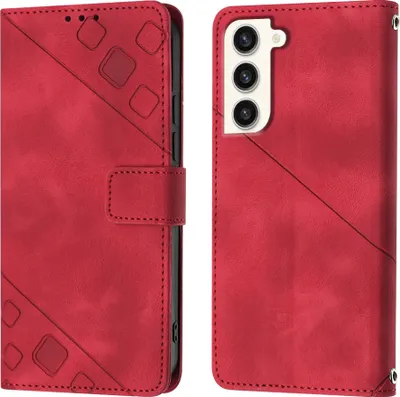 Produktbild von Hülle für Samsung Galaxy S23+ Prägung Flip Leder Brieftasche Schutzhülle mit Ständer Rot