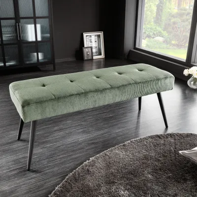 Produktbild von riess-ambiente Sitzbank BOUTIQUE 100cm grün Cord schwarze Metallbeine
