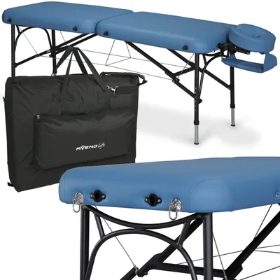 Produktbild von Habys, Luna Light Aluminium Massageliege, Kosmetikliege Klappbar, Massagetisch, Massagebank, Höhenverstellbar , Tragebares, Tragetasche, 214 cm, Blau