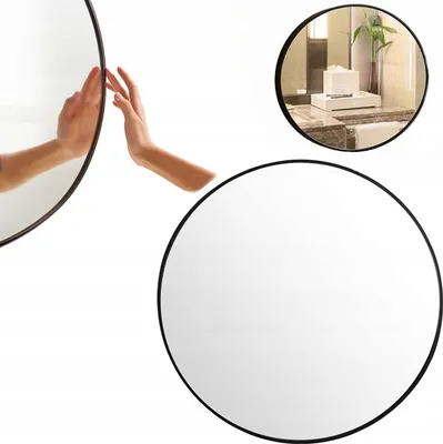 Zdjęcie produktu dla Lustro Ścienne Okrągłe Łazienkowe Czarna Rama Loft Stylowe Średnica 70 Cm