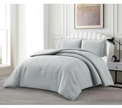 Image de Ensemble couvre-lit Lavella 3 pièces gris 240 x 250 cm coton microfibre polyester